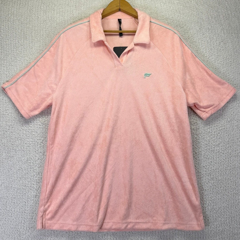 Fabletics "The Island Terry" Polo Shirt NWT Breathable Lightweight Pink Mens L‎